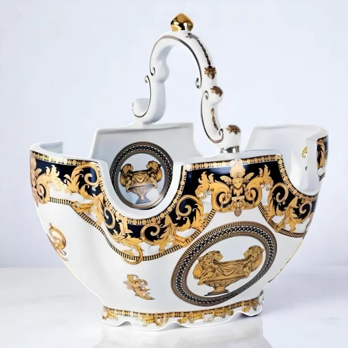 İhtişamlı Barok Stilinde Kulplu Dekoratif Vazo - Sofralarınıza Lüks Bir Dokunuş