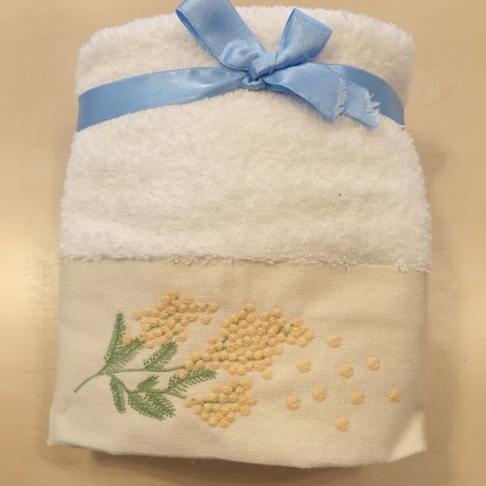 2li Ekru Çiçek Nakışlı Yüz Havlusu 50x80 cm