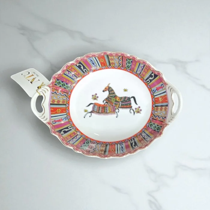 Oriental Horse Desenli Kulplu Porselen Çikolatalık – Etnik Şıklık