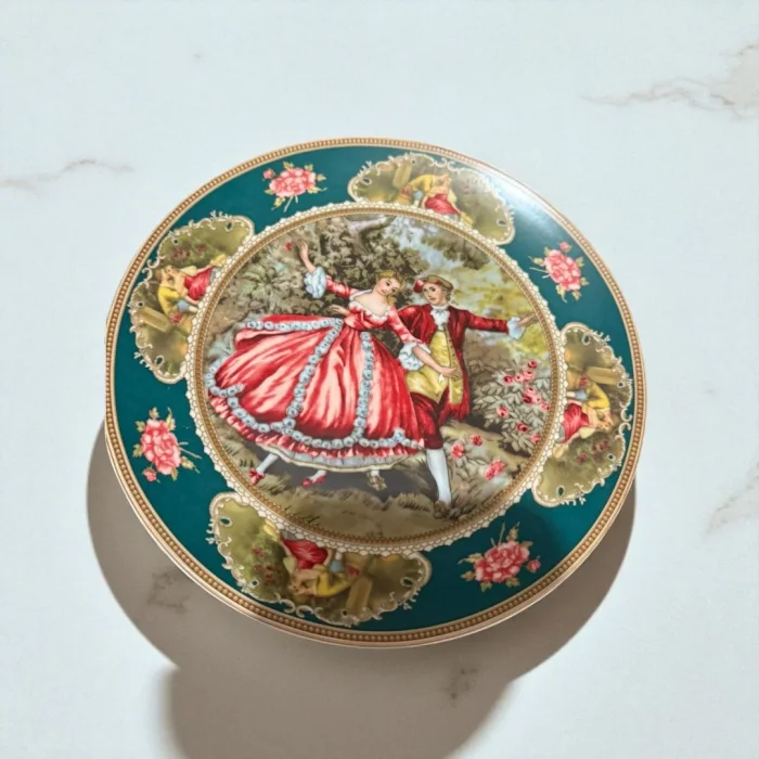 6’lı Romantik Dans Desenli İthal Fine Porcelain Pasta Tabağı (20 cm)