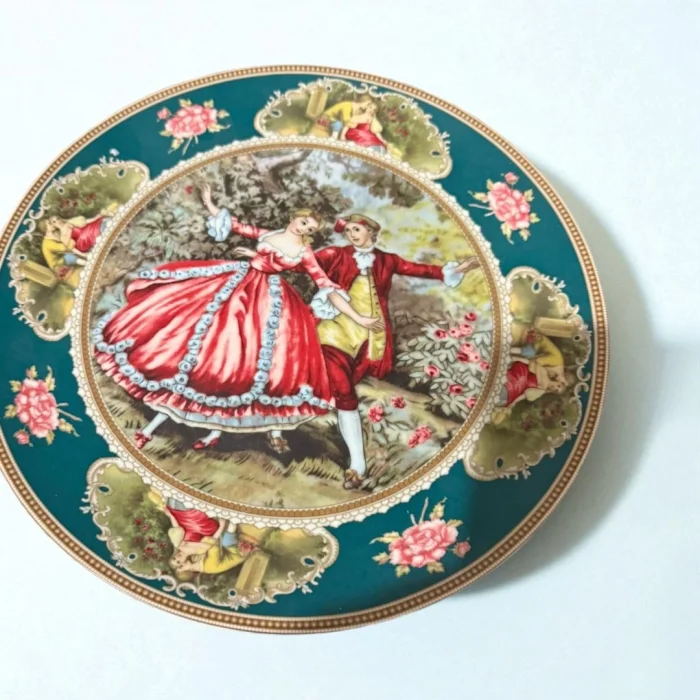 6’lı Romantik Dans Desenli İthal Fine Porcelain Servis Tabağı (26 cm)