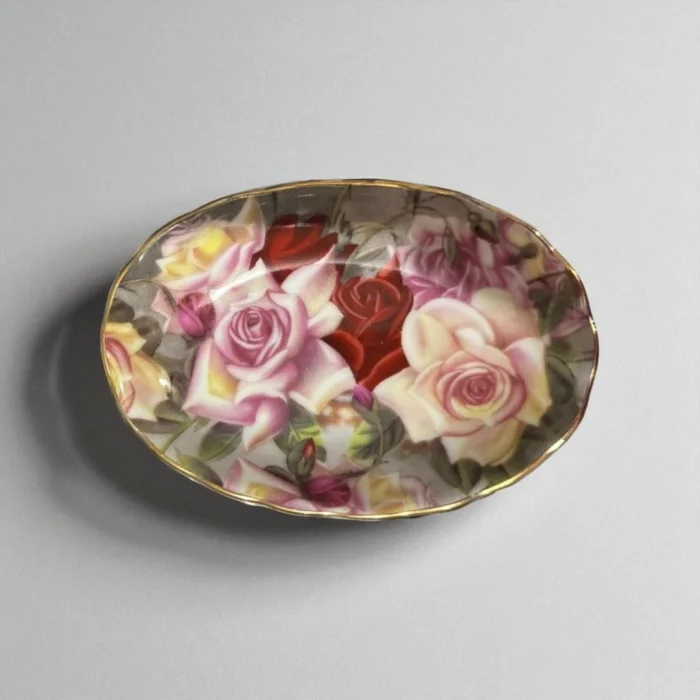 İthal Porselen Gül Desenli Lokumluk (10 cm – 6’lı Set)