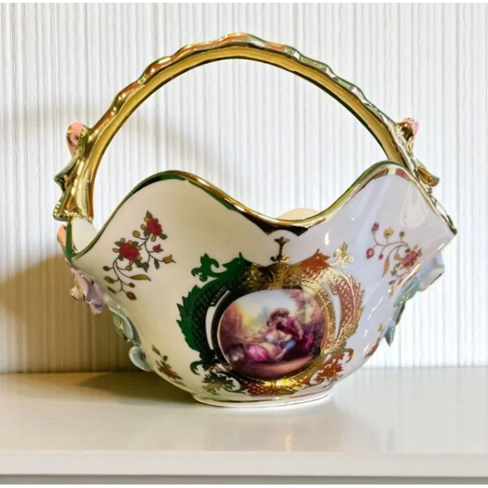 Büyük ve Küçük Porselen Sepet İkili Set