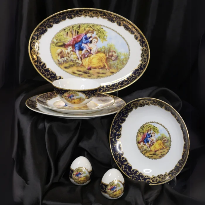 BAWARIA 12 Kişilik 52 Parça Rokoko Tarzı Altın Yaldızlı Yemek Takımı