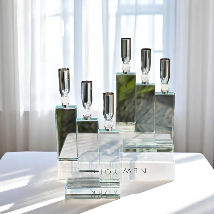 3lü Kristal Şamdan