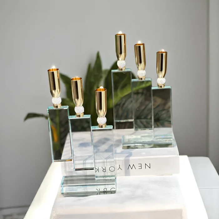 3lü Kristal Şamdan