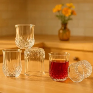 6lı Kristal Görünümlü Kahve Yanı Bardağı Seti