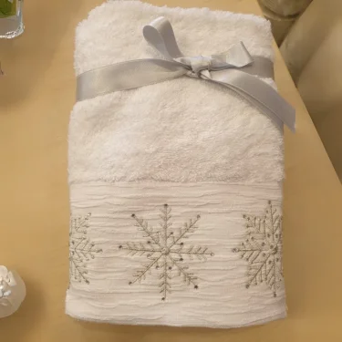 2li Kar Tanesi Nakışlı Yüz Havlusu 50x80 cm