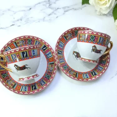 At Desenli Etnik Kahve Fincanı Takımı – 12 Parça / 6 Kişilik