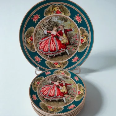 6’lı Romantik Dans Desenli İthal Fine Porcelain Servis Tabağı (26 cm)