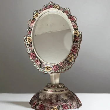 İthal Fine Porcelain Çiçek Desenli Dekoratif Ayna
