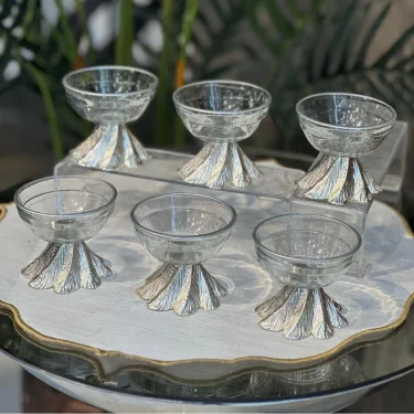 Kahve Sunumlarına Şıklık Katın: 6’lı Cam Lokumluk Seti (Gold & Gümüş)