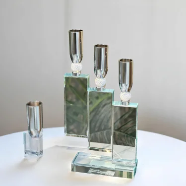 3lü Kristal Şamdan