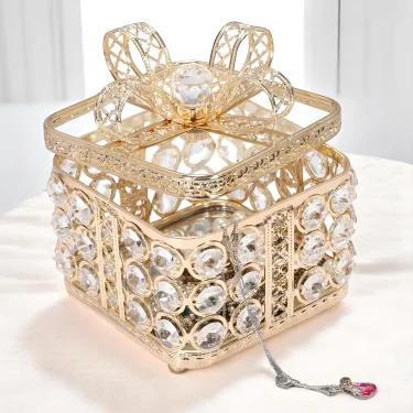 Vintage Işıltılı Kristal Mücevher Kutusu