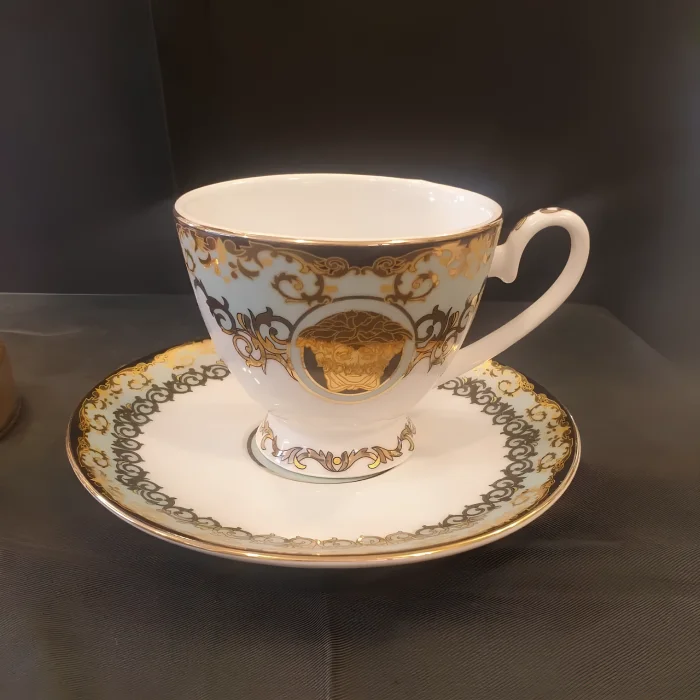 12 Parça 6 Kişilik Çay & Kahve Fincan Takımı ve Büyük Boy & Küçük Boy Tepsi