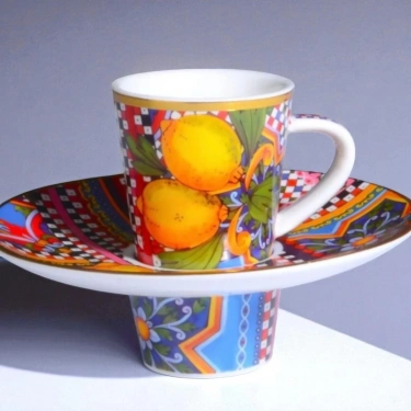 Sicilya 6lı Renkli Limon Desenli Kahve Fincanı Seti