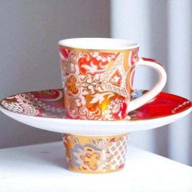 Orient 6lı Etnik Desenli Kahve Fincanı Seti – Doğunun Renkli Zarafeti