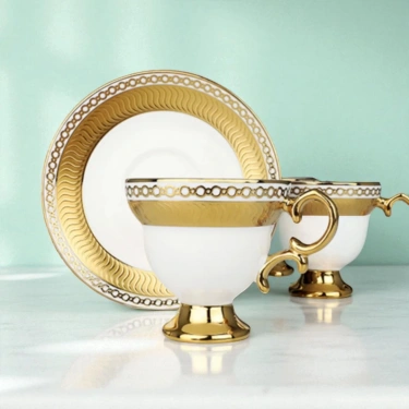 Majestic Gold 6lı Altın Yaldızlı Kahve Fincanı Seti – Klasik Asalet