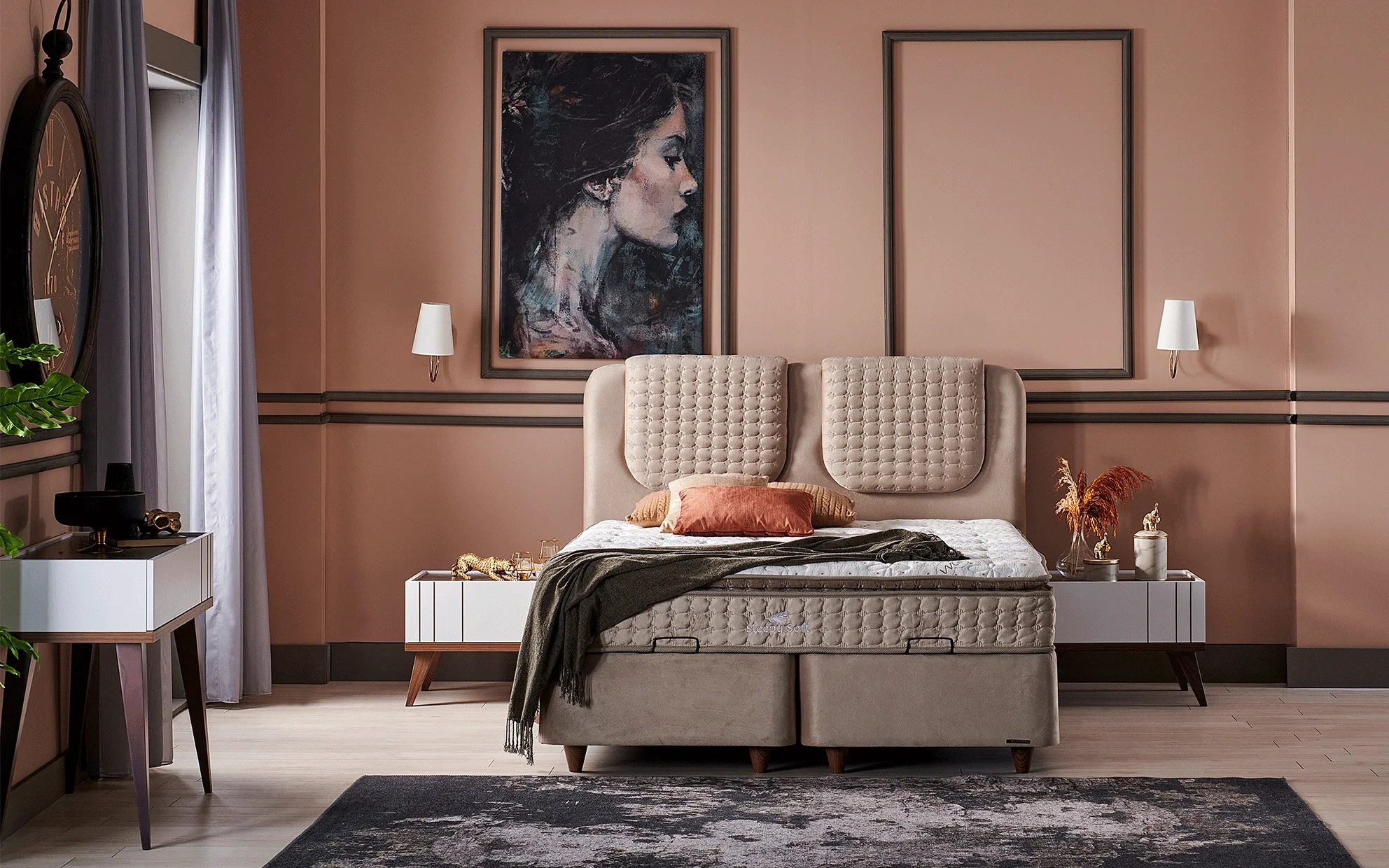 Aris Bed Frame with Storage Case - 160 Cm