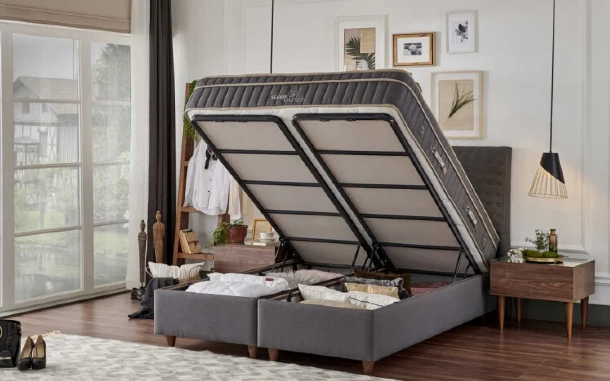 Athena Bed Frame with Storage Case - 160 Cm