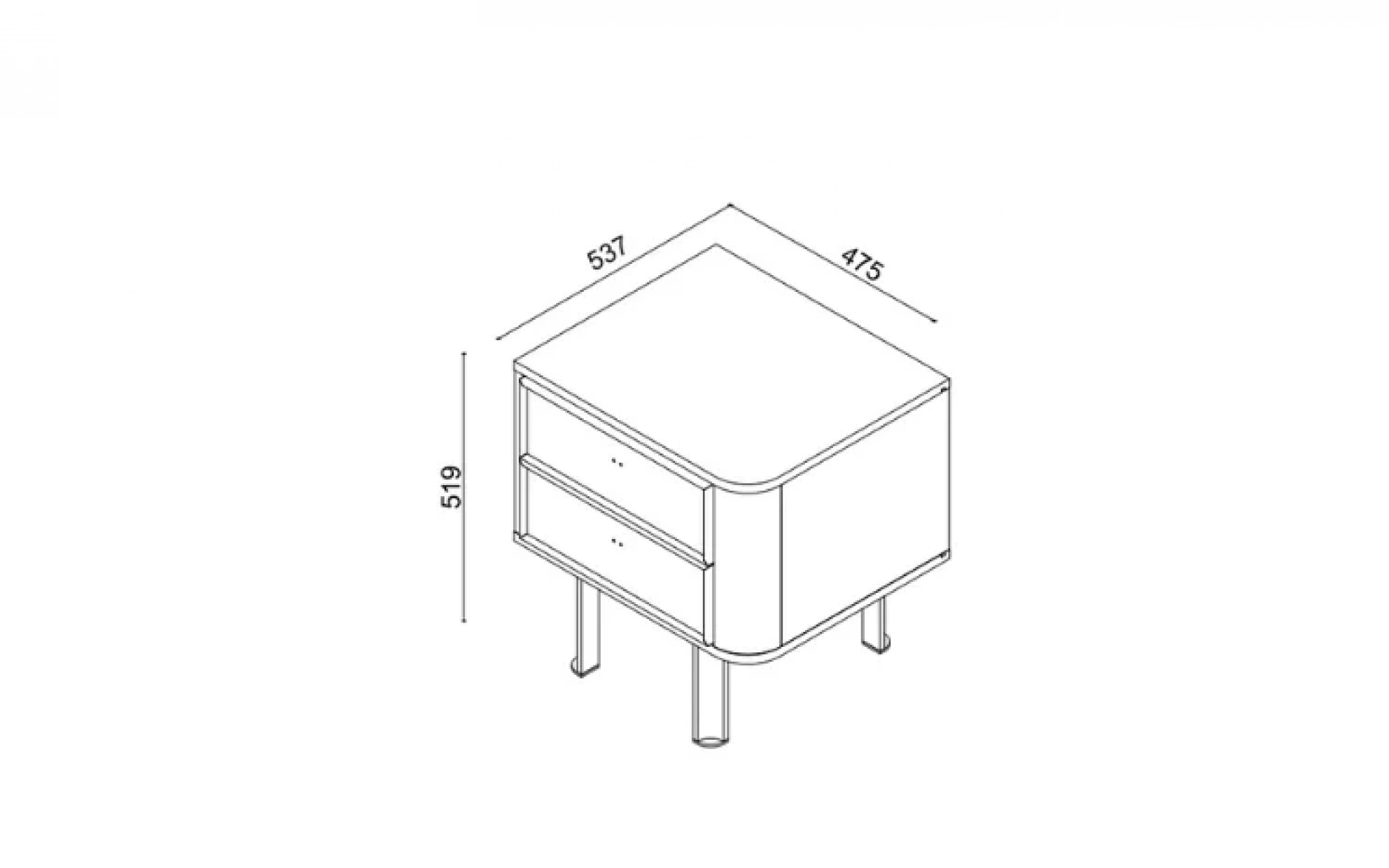 Oasis Çift Çekmeceli Komodin Sağ