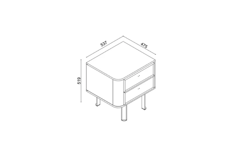 Oasis Çift Çekmeceli Komodin Sol
