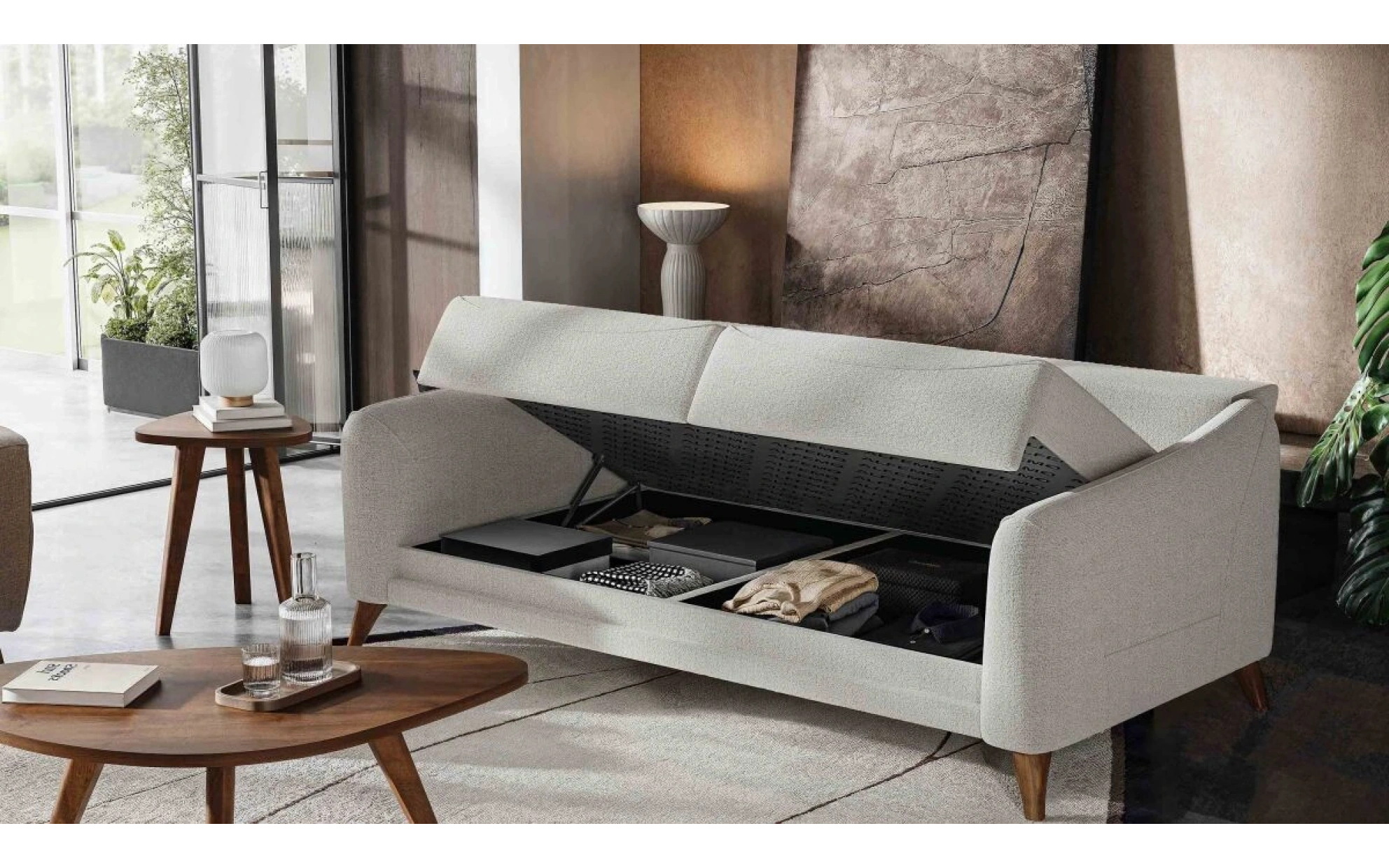 Mira Sandıklı 3-Seater Sofa