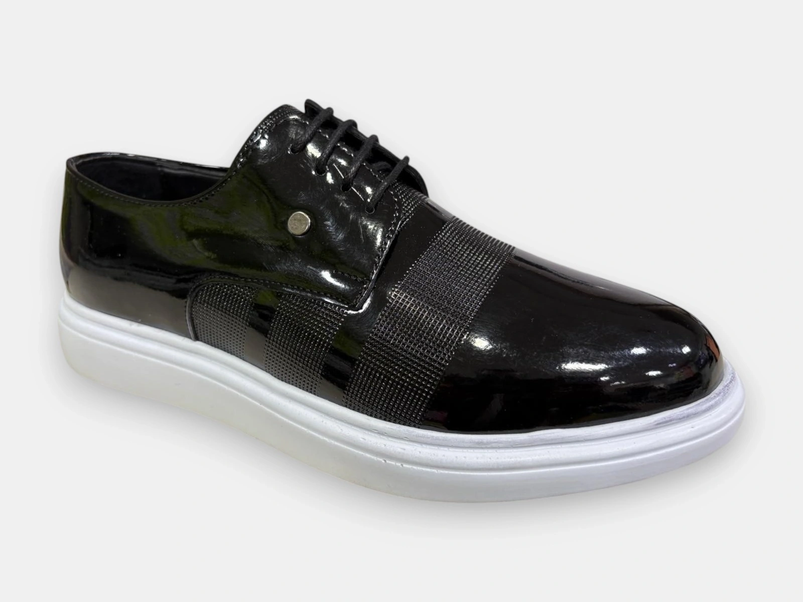 BİCANS B-78 GENÇ ERKEK BAĞCIKLI AYAKKABI SİYAH BEYAZ RUGAN