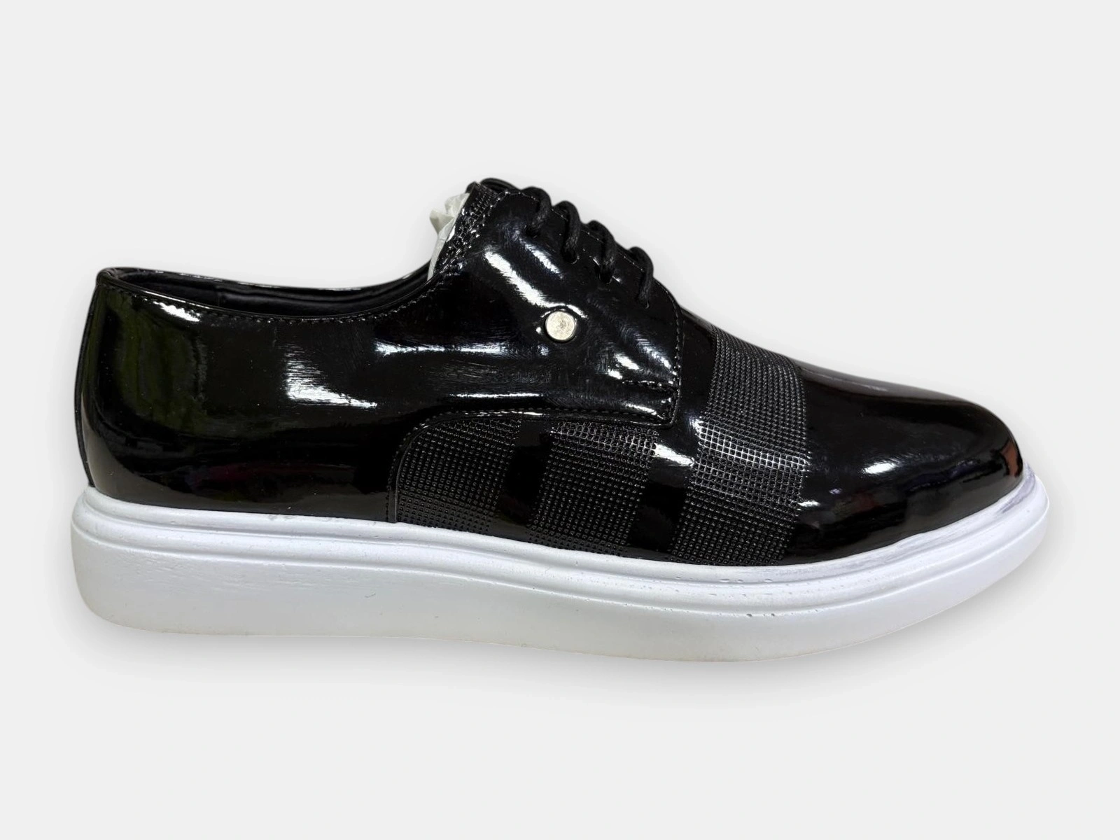 BİCANS B-78 GENÇ ERKEK BAĞCIKLI AYAKKABI SİYAH BEYAZ RUGAN