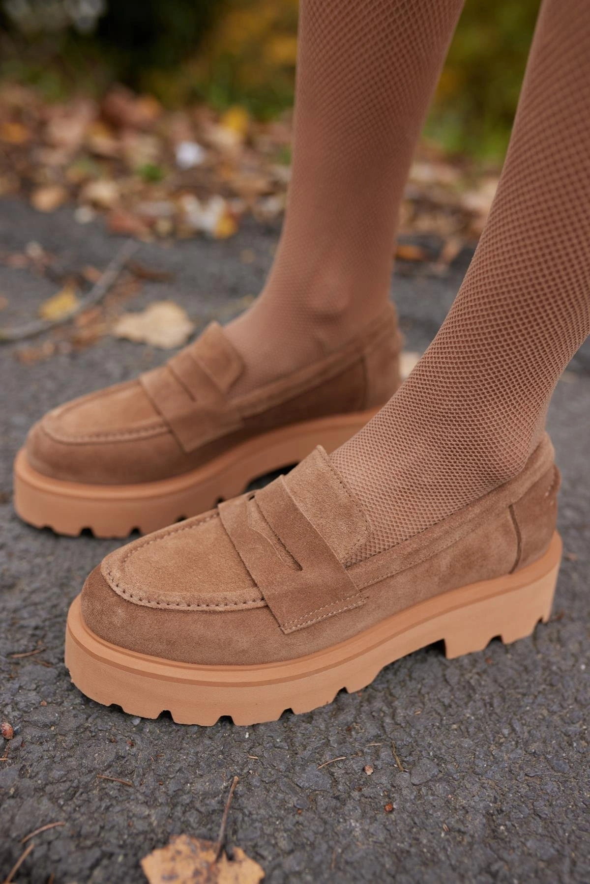 ANGELİNA JONES KADIN DERİ LOAFER AYAKKABI CAMEL SÜET