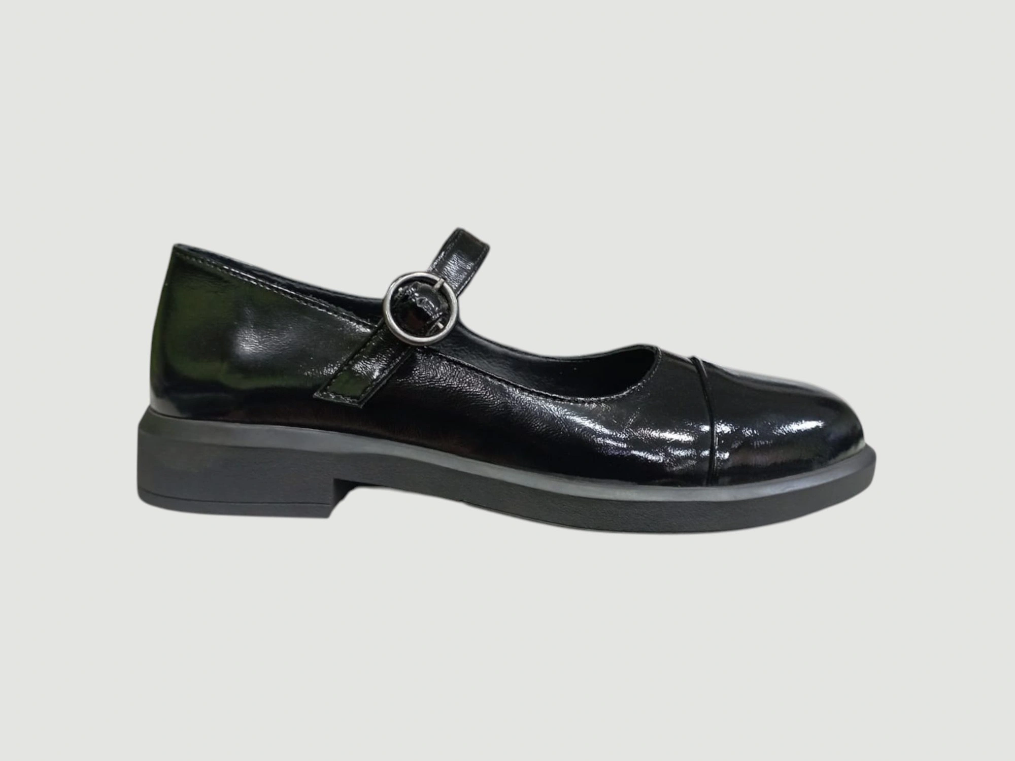 ALBİNİ 26103406 KADIN DERİ BABET AYAKKABI SİYAH KIRIŞIK RUGAN