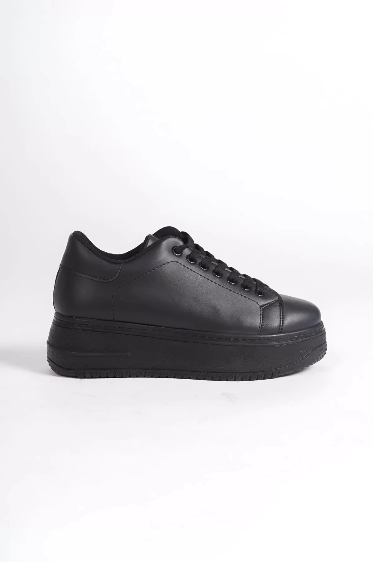 BIANA Bağcıklı Ortopedik Taban Kadın Sneaker Spor Ayakkabı ST - Siyah