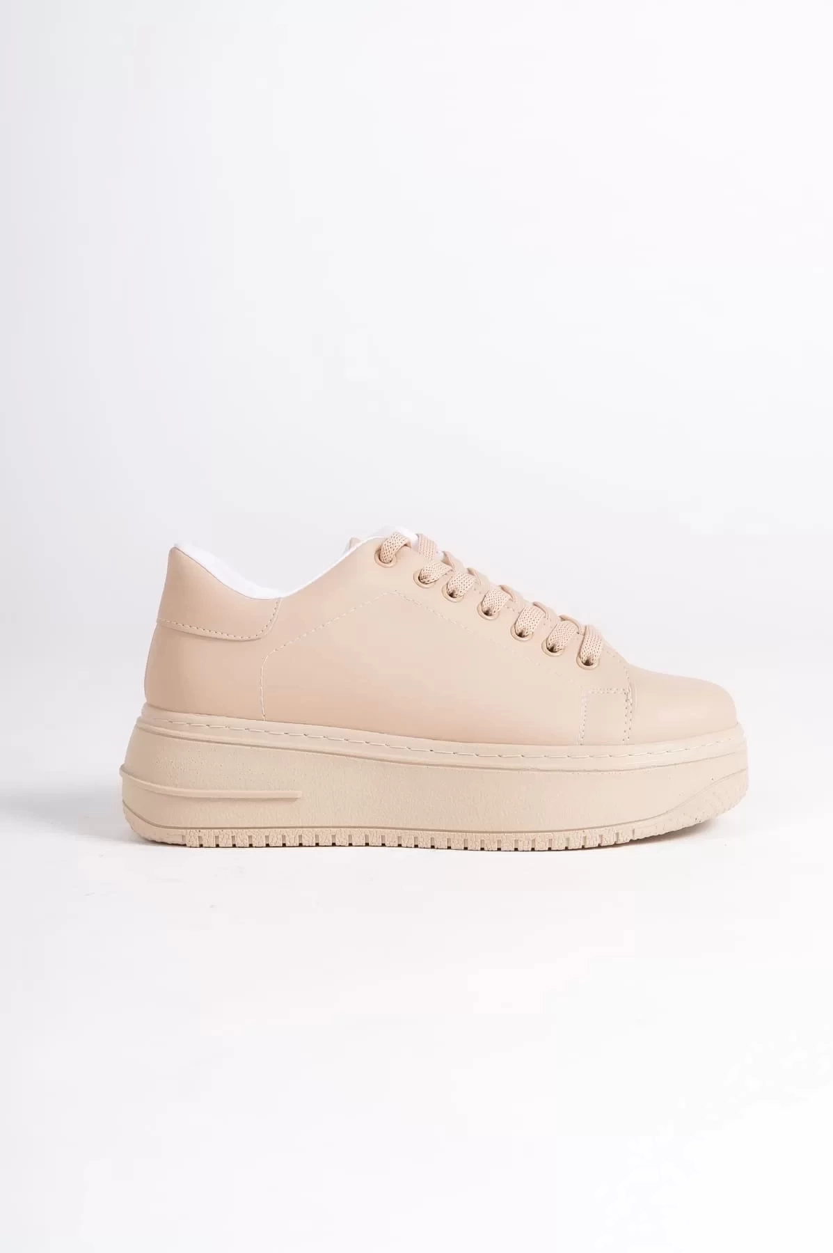 BIANA Bağcıklı Ortopedik Taban Kadın Sneaker Spor Ayakkabı TT - Ten