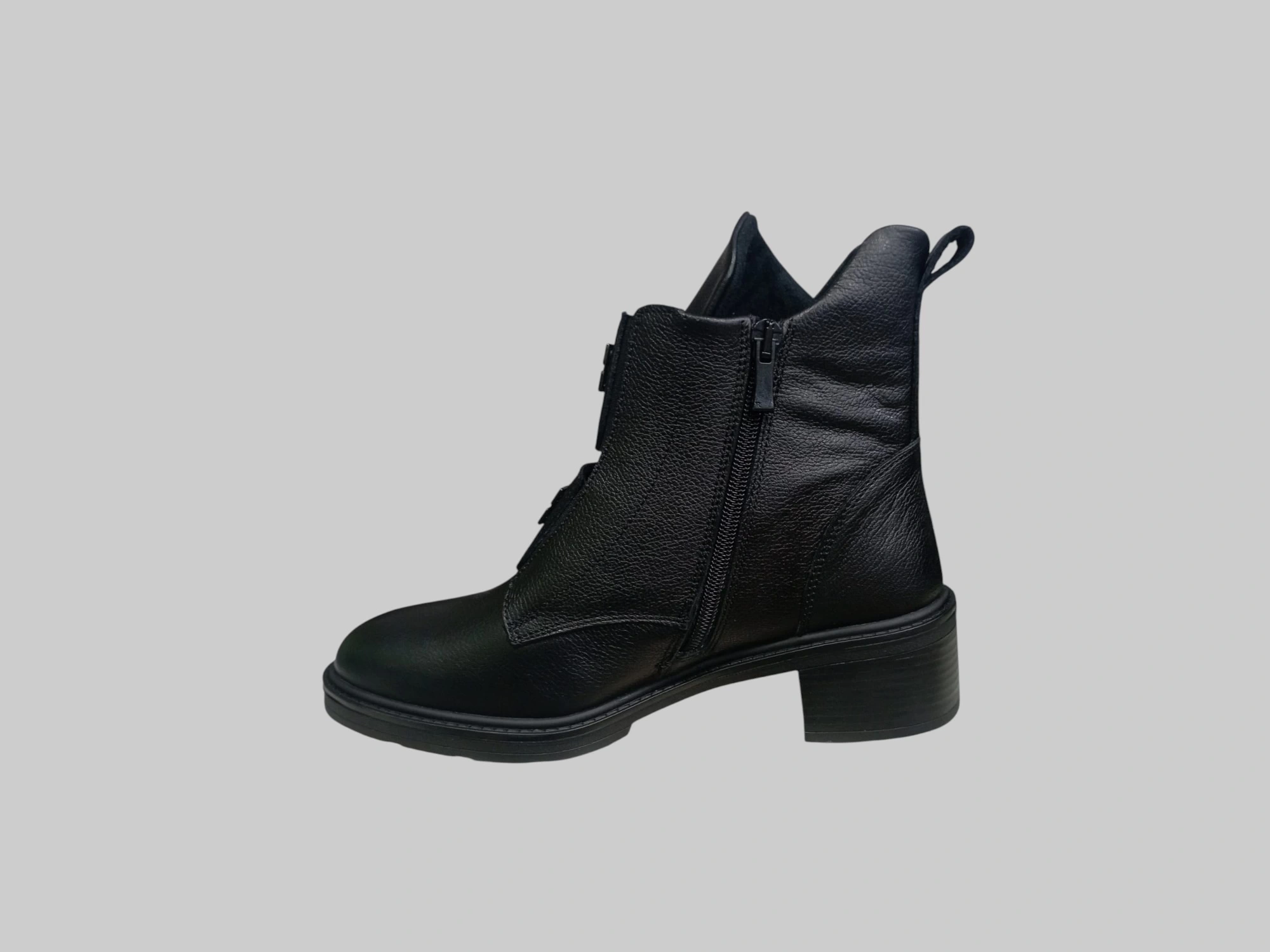 CASTLE BLACK CB-11032-1 KADIN DERİ ÖNÜ LASTİKLİ YANI FERMUARLI BOT SİYAH