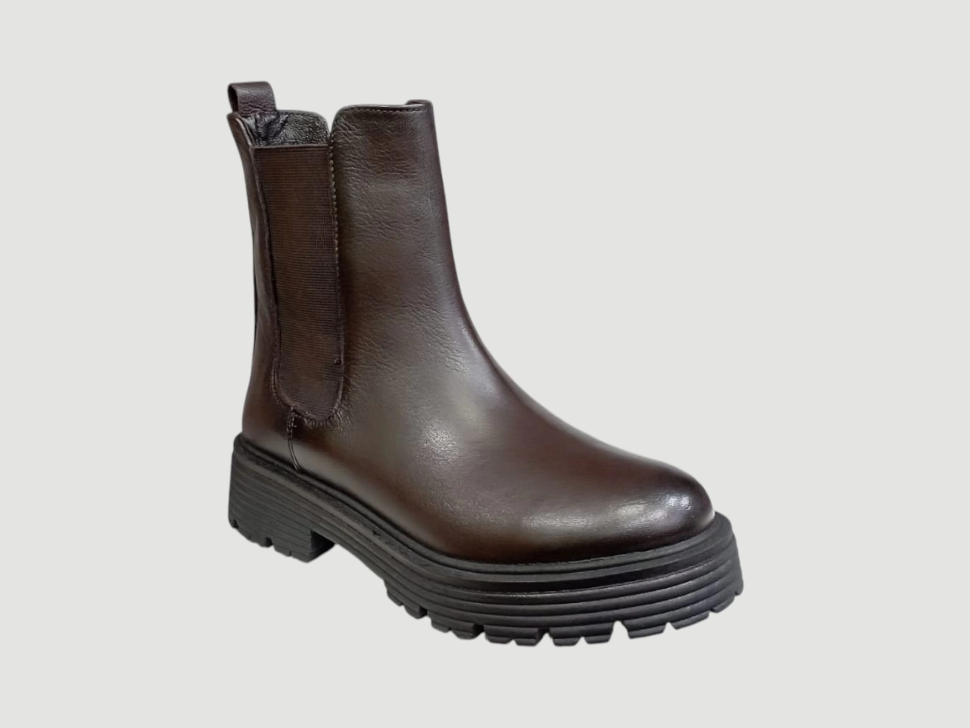 CASTLE BLACK CB-23821-1 KADIN DERİ LASTİKLİ POSTAL BOT KAHVE