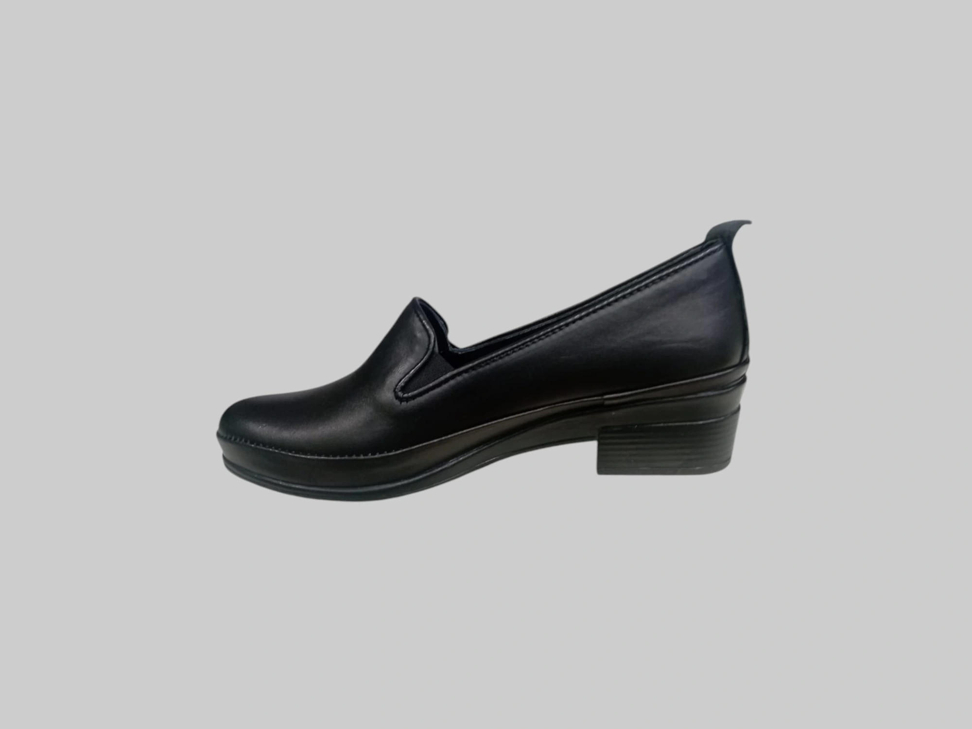 CASTLE BLACK CB-24553 KADIN DERİ HAFİF TOPUKLU COMFORT AYAKKABI SİYAH