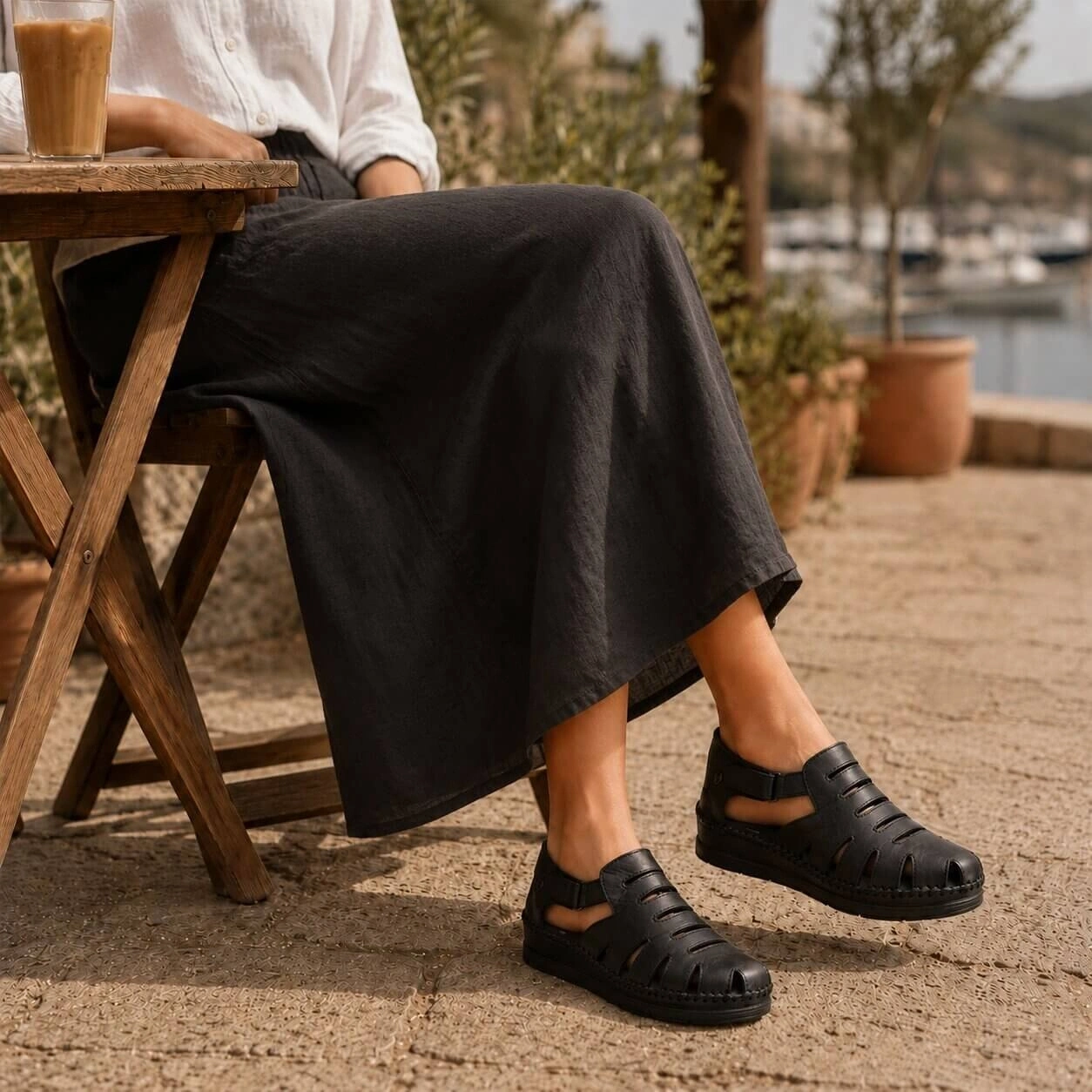 FORELLİ ALENA KADIN DERİ COMFORT SANDALET SİYAH