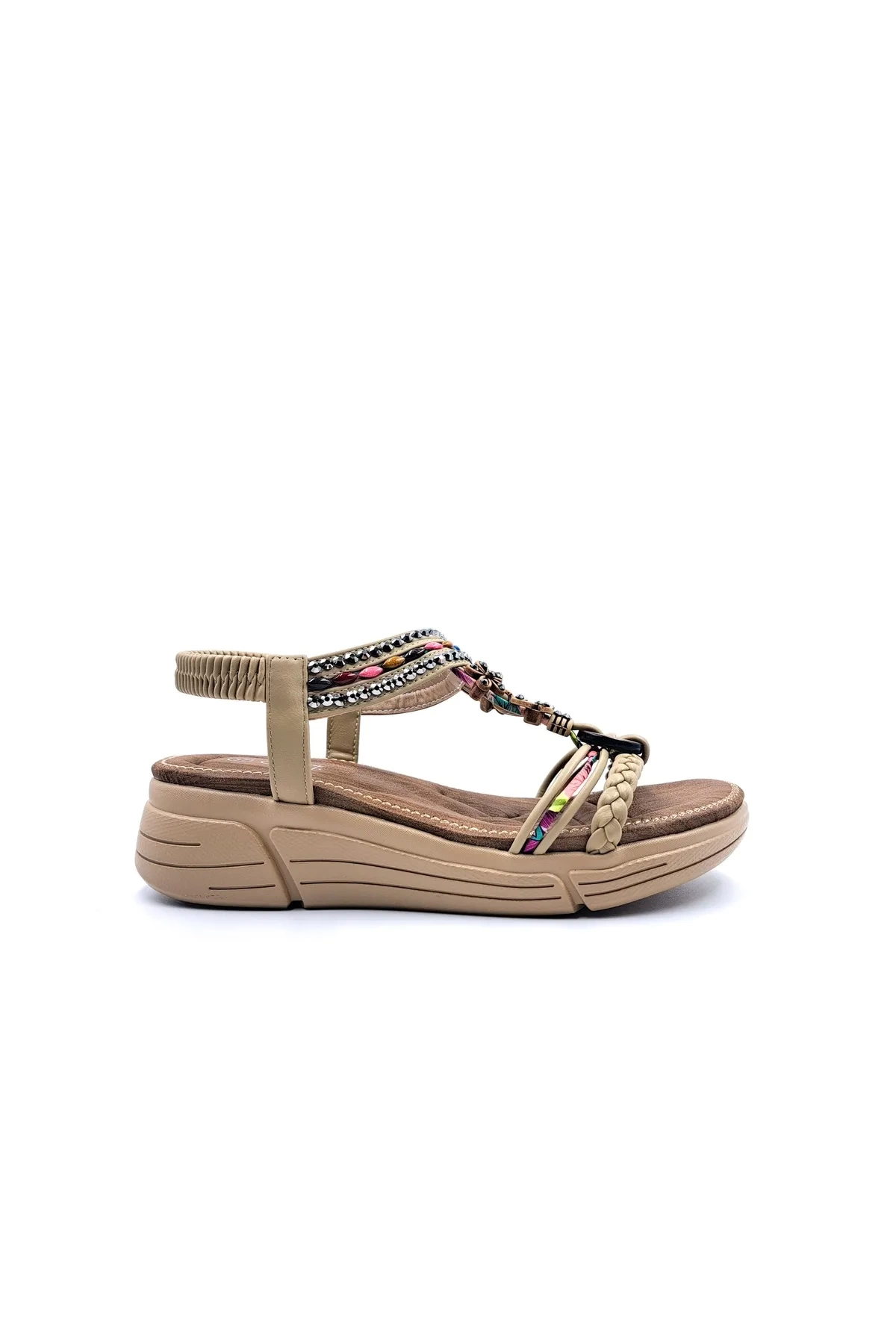 GUJA 25Y154-4 KADIN KALIN TABAN TAŞLI SANDALET BEJ