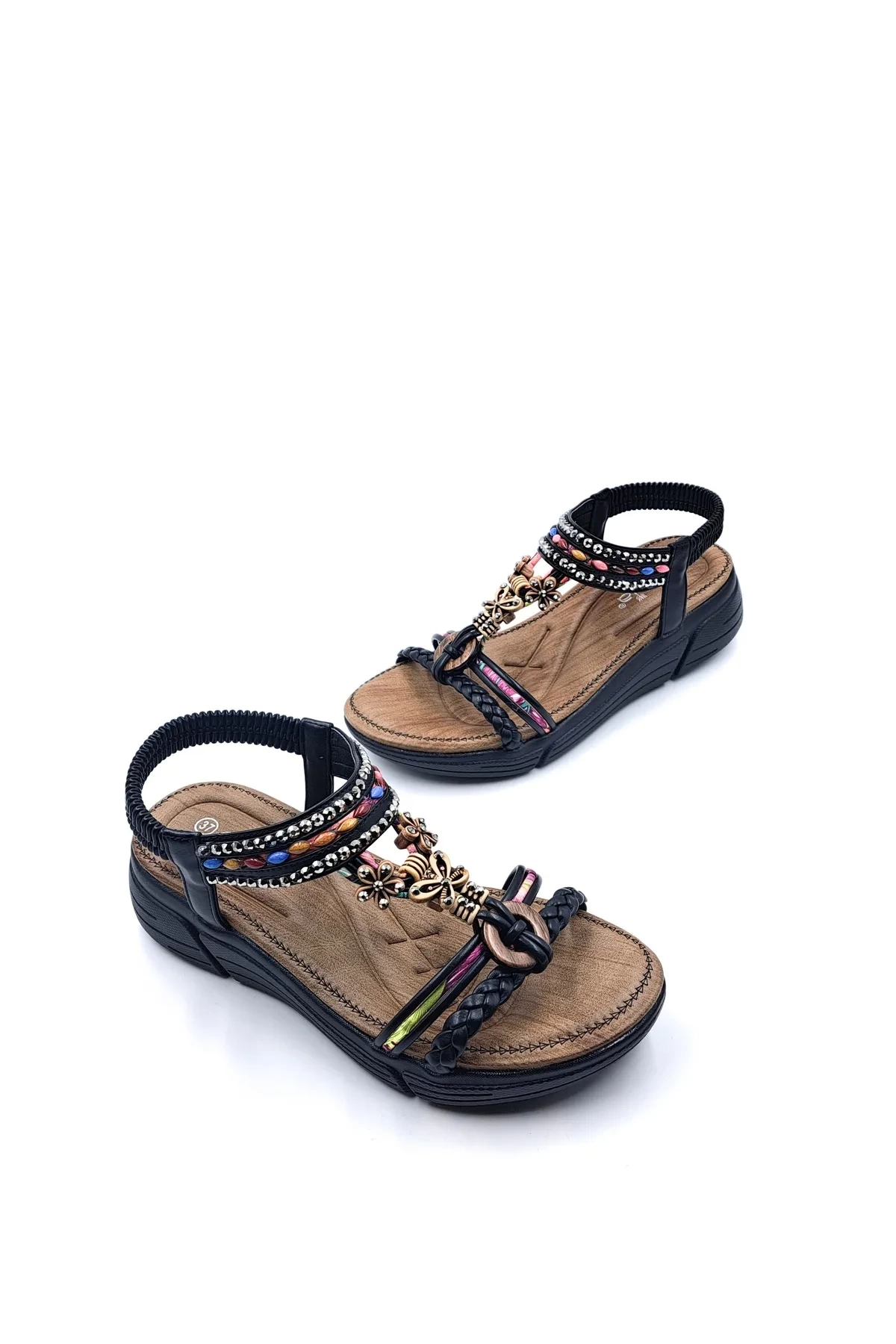 GUJA 25Y154-4 KADIN KALIN TABAN TAŞLI SANDALET SİYAH