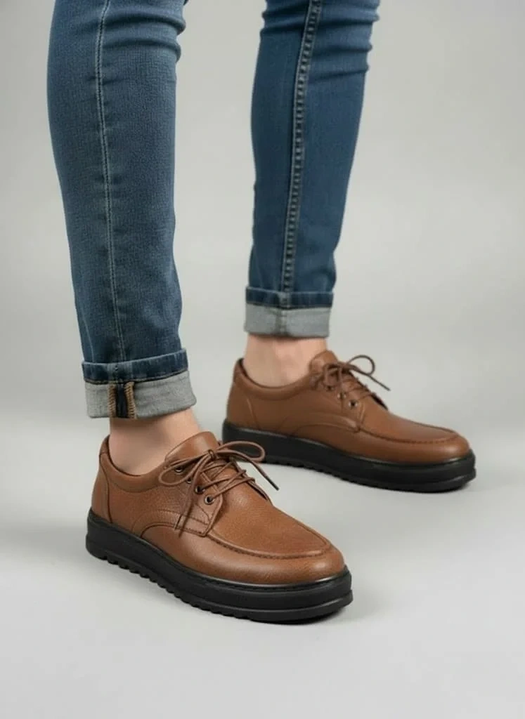 JY-T12x Arts Bağcıklı Cilt Erkek Günlük Spor Klasik Ayakkabı CST - Taba