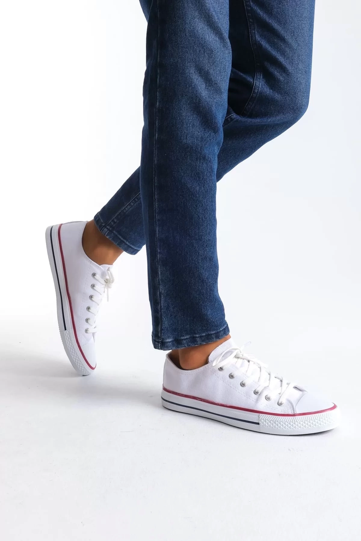 JY0422 Luke Bağcıklı Keten Kumaş Erkek Günlük Sneaker Ayakkabı KBT - Beyaz