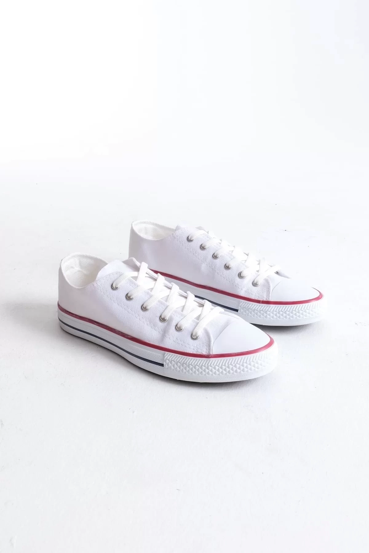 JY0422 Luke Bağcıklı Keten Kumaş Erkek Günlük Sneaker Ayakkabı KBT - Beyaz