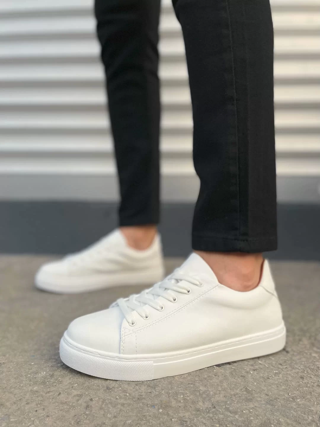 JY122 Mode Bağcıklı Cilt Erkek Günlük Sneaker Ayakkabı CBT - Beyaz