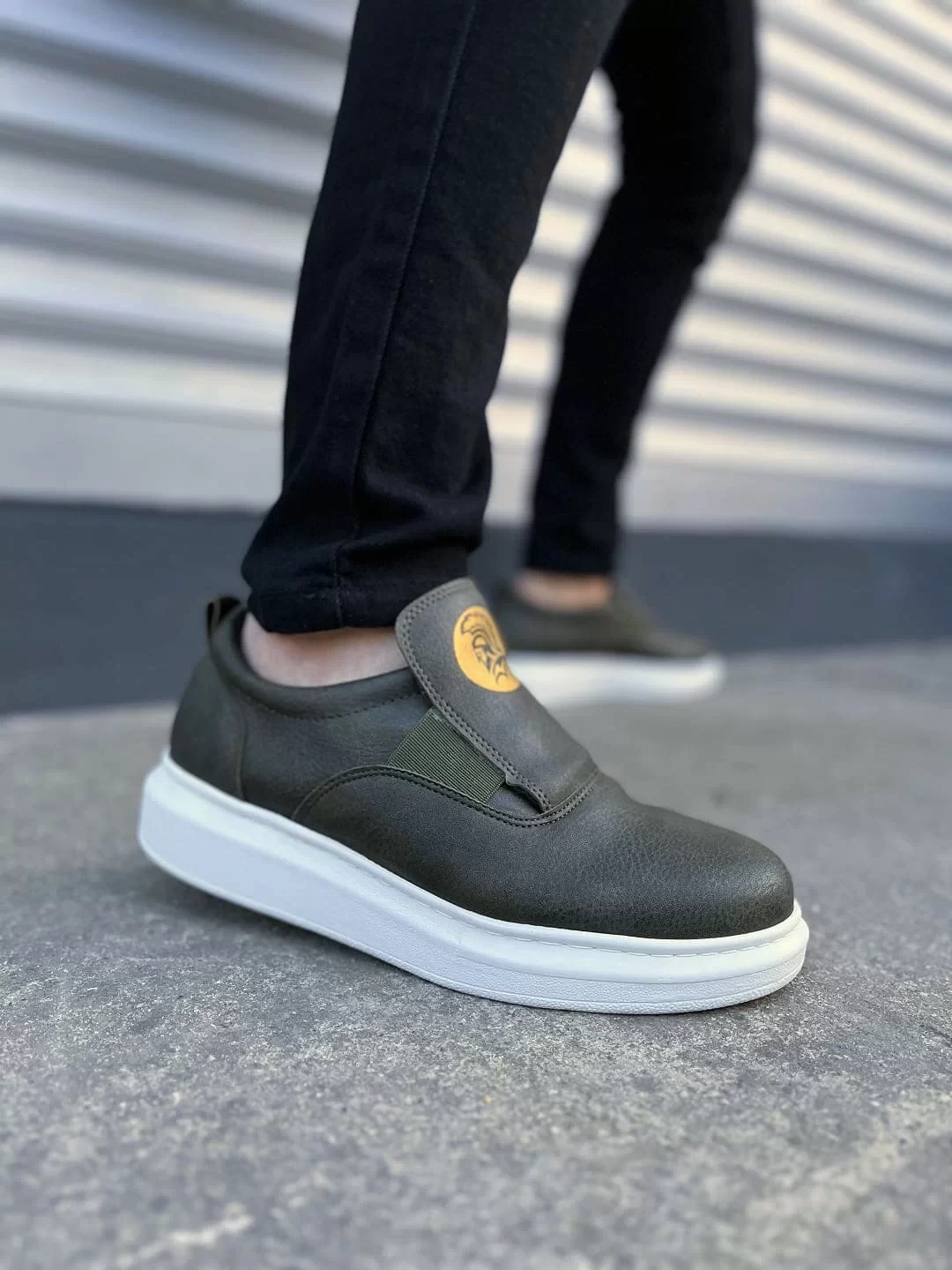 JY161 Hippo Bağcıksız Cilt Erkek Günlük Sneaker Ayakkabı CBT - Haki