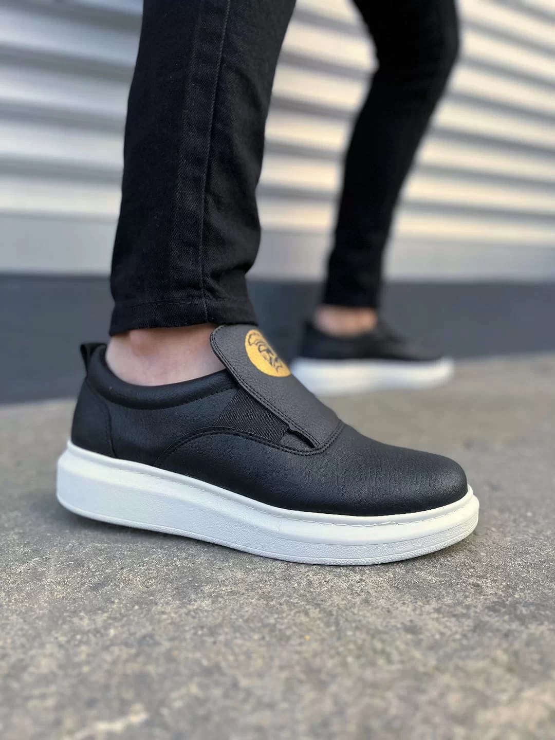 JY161 Hippo Bağcıksız Cilt Erkek Günlük Sneaker Ayakkabı CBT - Siyah