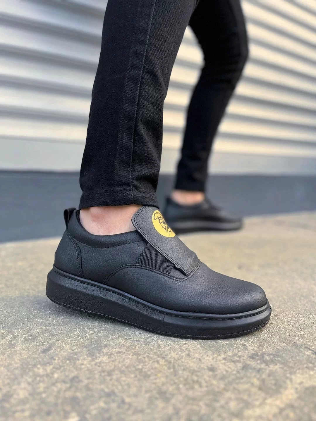 JY161 Hippo Bağcıksız Cilt Erkek Günlük Sneaker Ayakkabı CST - Siyah