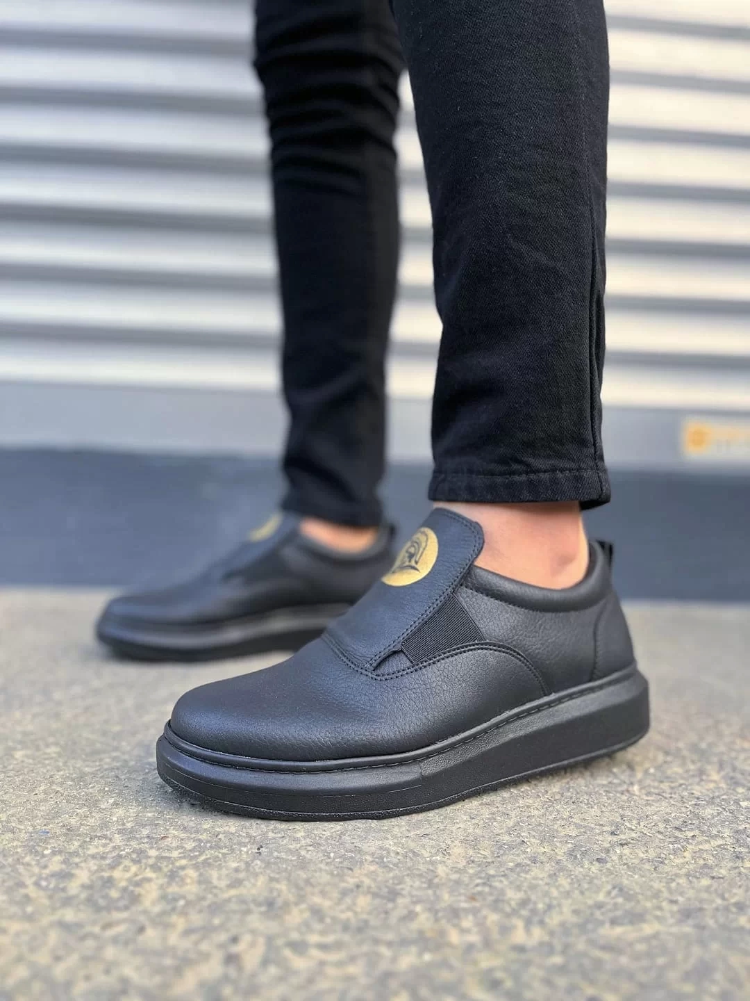 JY161 Hippo Bağcıksız Cilt Erkek Günlük Sneaker Ayakkabı CST - Siyah