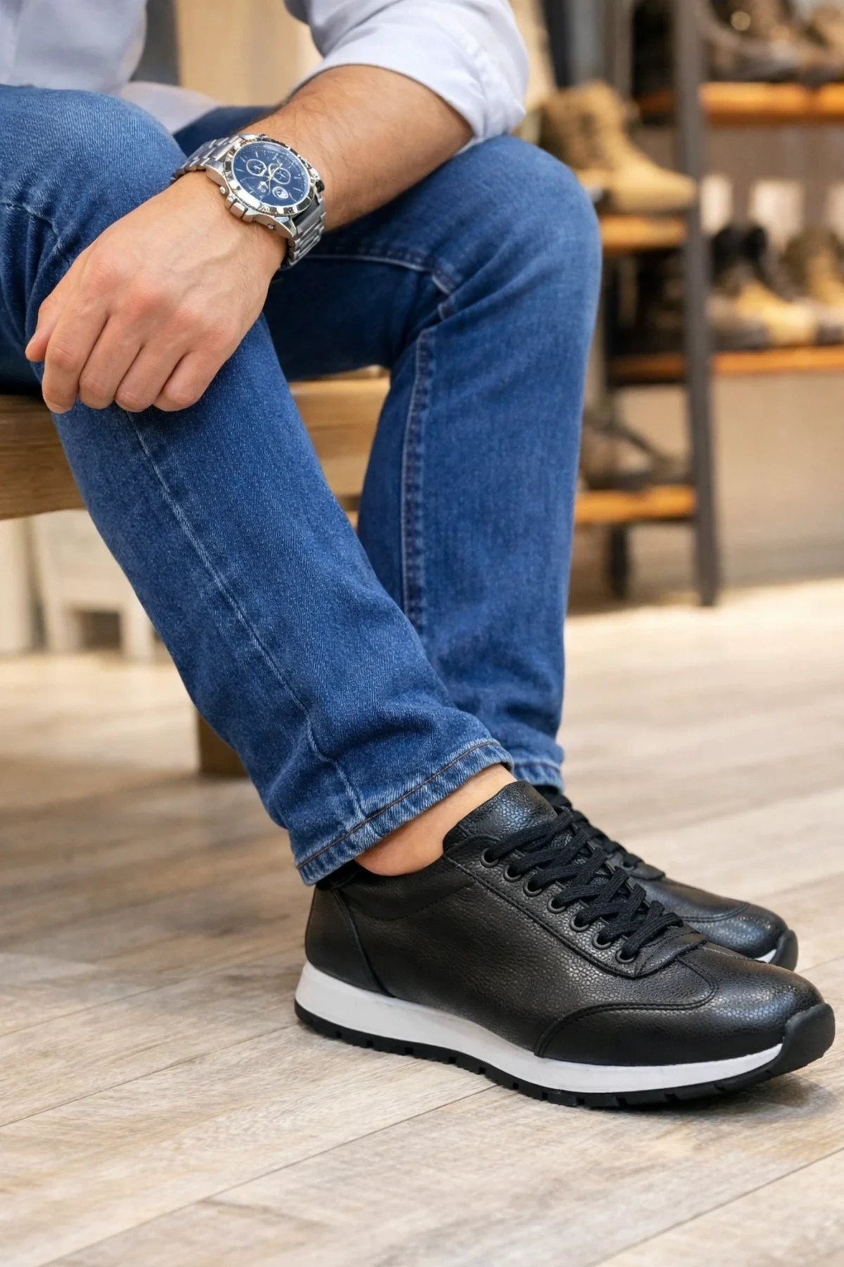 JY2402 Berts Bağcıklı Hakiki Deri  Erkek Günlük Klasik Ayakkabı DBT - Siyah