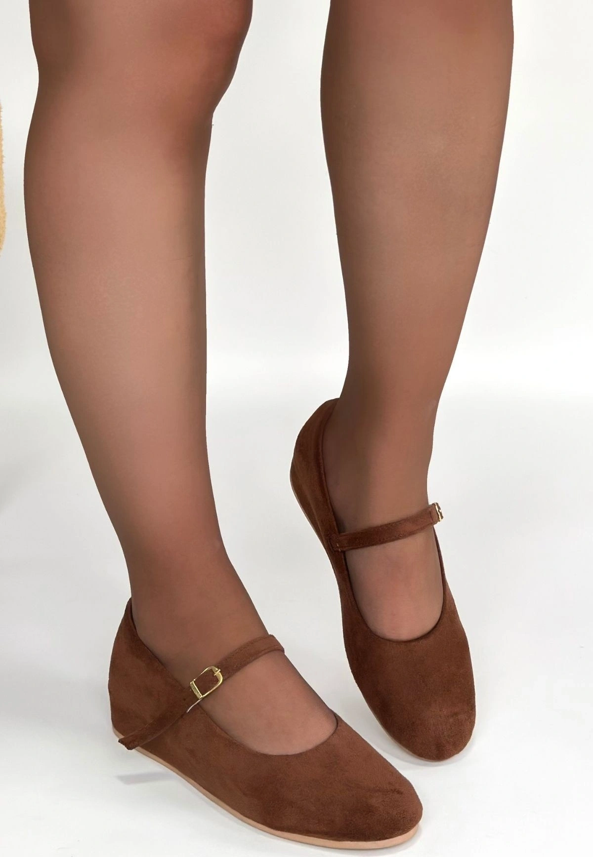 Lossa Taba Süet Kemerli Babet Ayakkabı