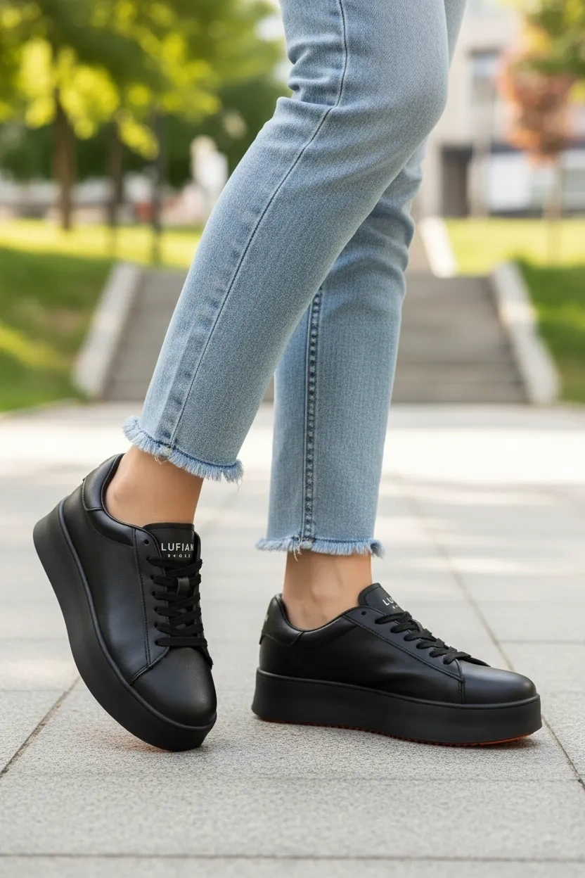 LUFIAN ADEL KADIN DERİ SNEAKER AYAKKABI SİYAH